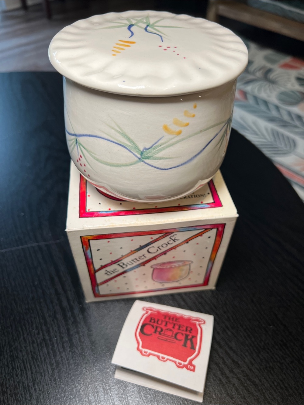 VTG Pottery by Levine USA Handpainted Butter Crock French Style Butter Bell